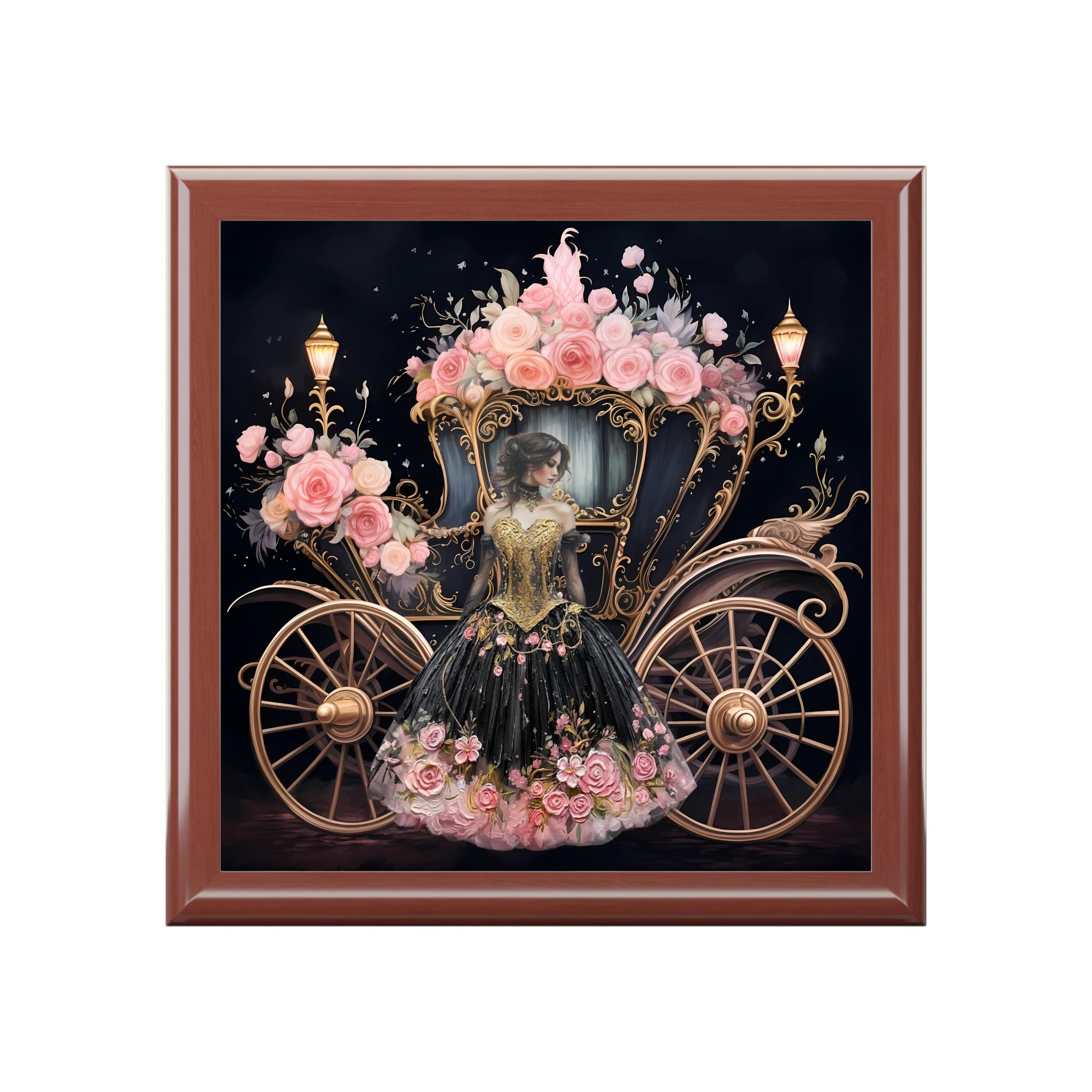 Victorian Carriage Jewelry Box | Floral Princess Keepsake Trinket Chest