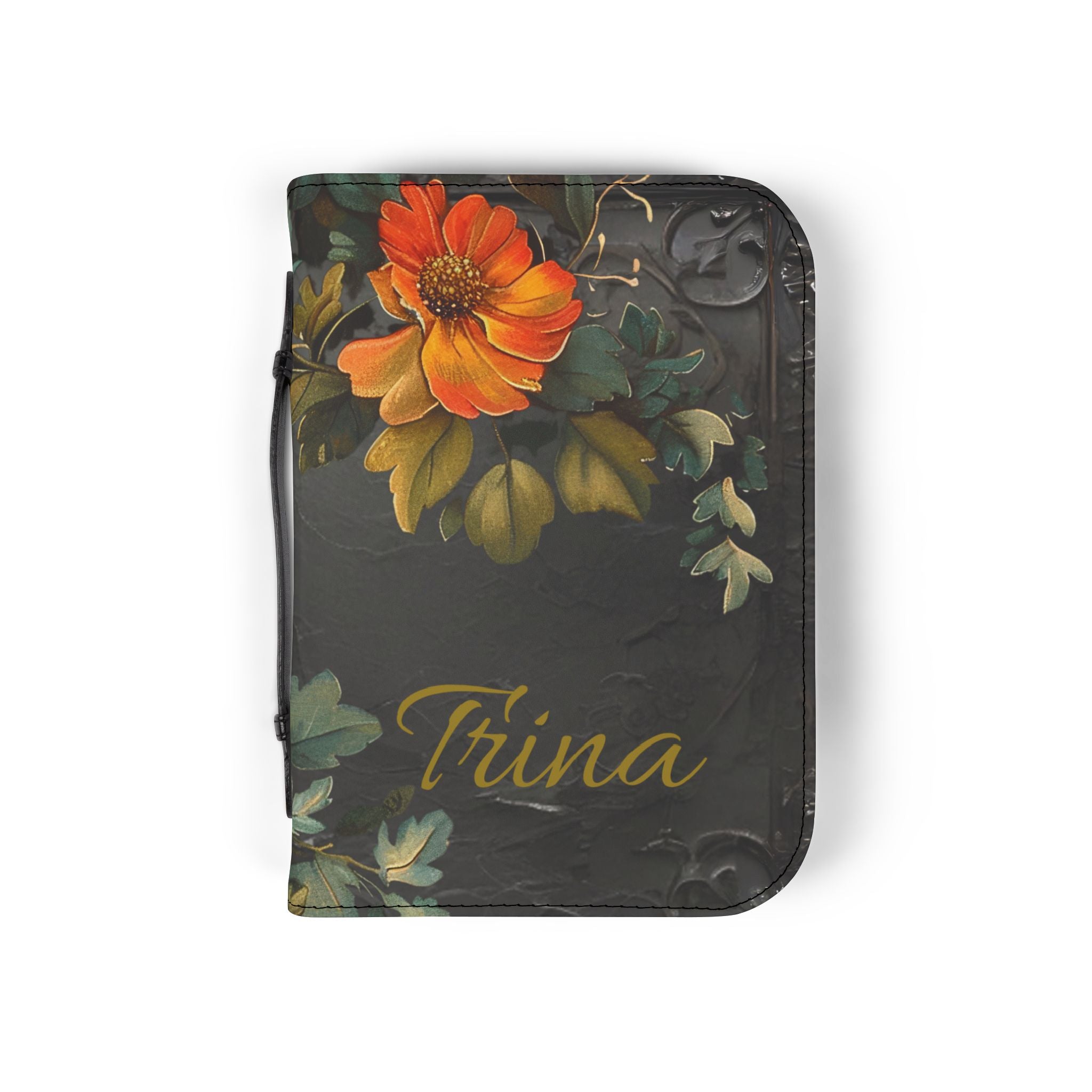 3D IMAGE Floral Bible Cover | Floral Design | Christian Gift | Vegan Leather Bible Case with Handle & Zipper | Bible Study Accessory