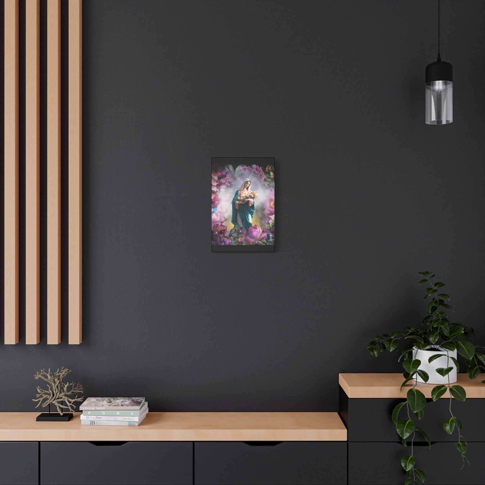 Virgin Mary Floral Portrait Canvas