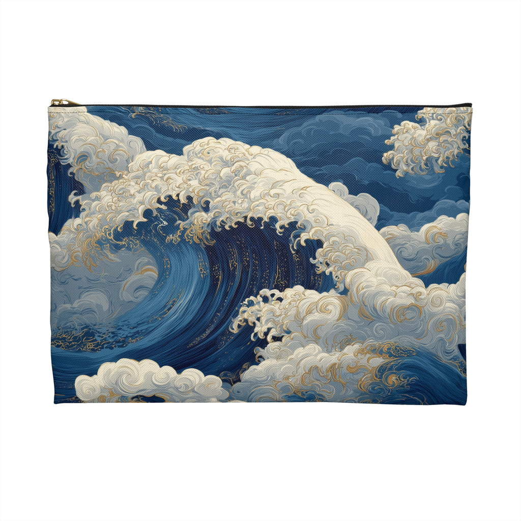 Ocean Wave Accessory Pouch | Blue Wave Cosmetic Bag