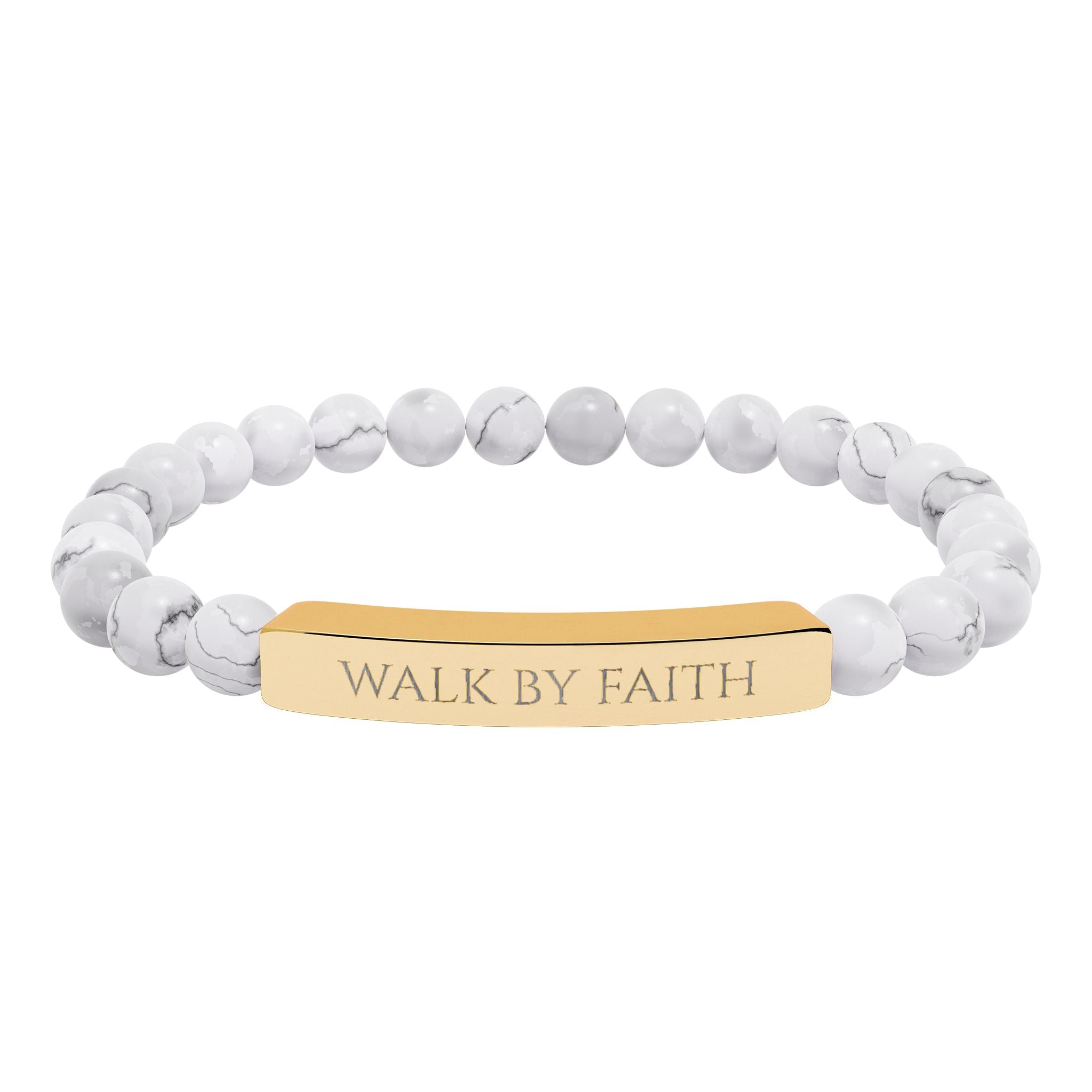 Walk By Faith bar bracelet Natural Stone Stretch Bracelet | Christian Scripture Jewelry