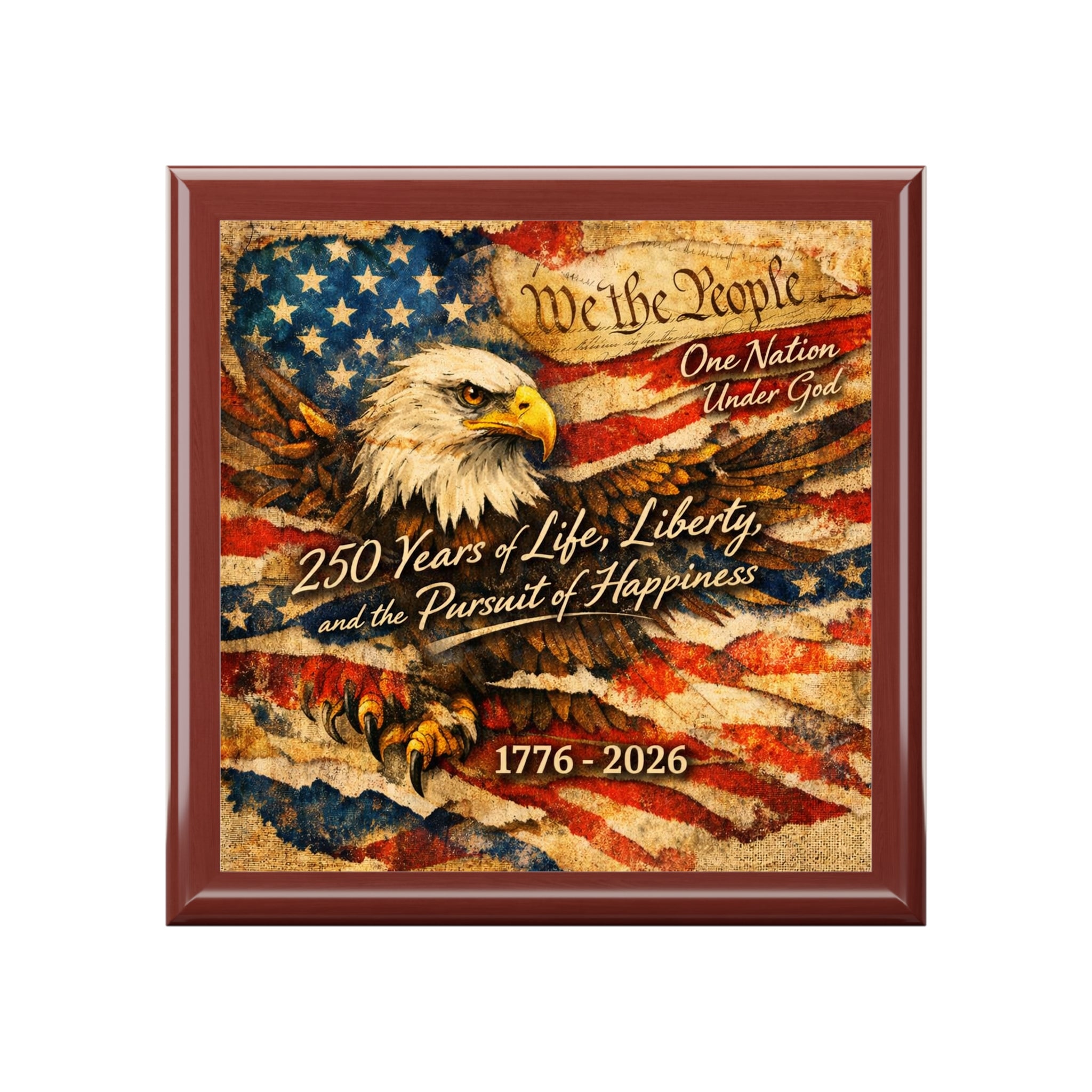 American 250th Anniversary Patriotic Jewelry Box | Veteran Keepsake