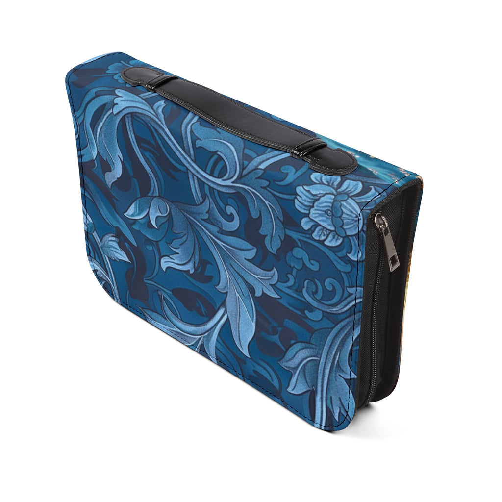 Floral Crucifix Bible Cover Vegan Leather Bible Cover with Handle & Zipper | Christian Bible Study