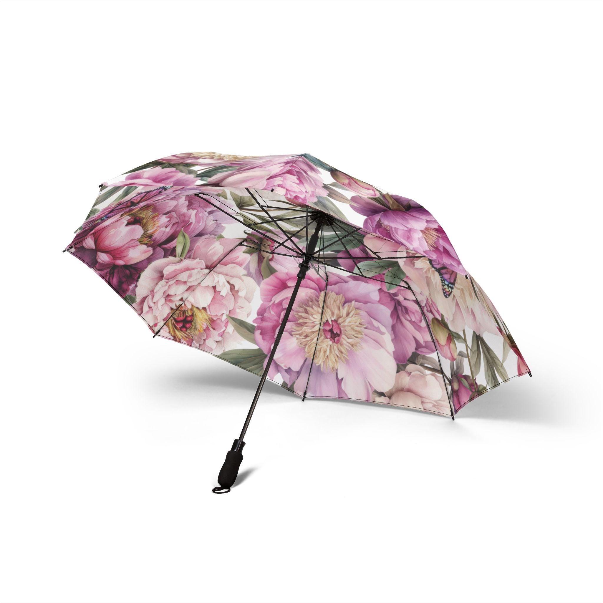 Peony Floral Umbrella - Garden Inspired Design, Compact Travel Umbrella, Perfect Gift for Rainy Days,Nature Lovers