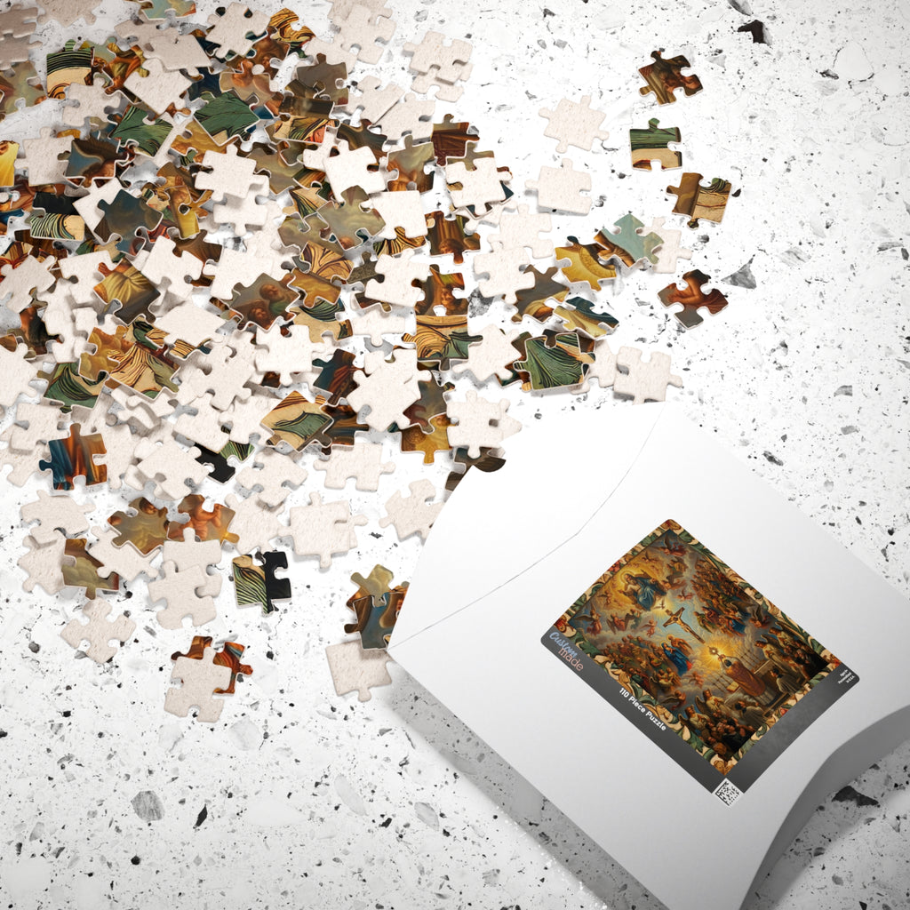 Catholic Mass Eucharist Crucifixion Artwork Puzzle 520 Piece | Religious Jigsaw