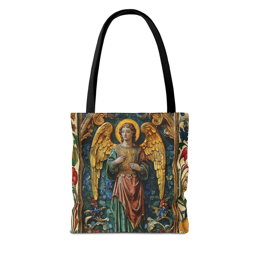 Medieval Manuscript Angel Tote | Ornate Religious Artwork, AOP Shoulder Bag Gift for Catholic