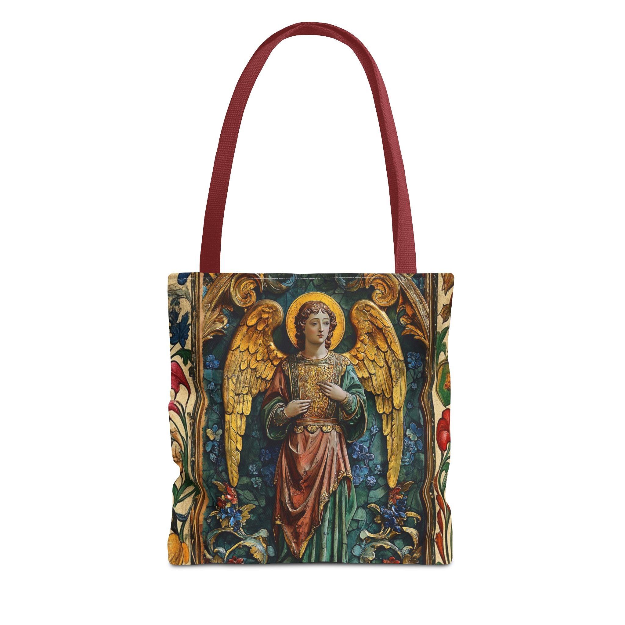 Medieval Manuscript Angel Tote | Ornate Religious Artwork, AOP Shoulder Bag Gift for Catholic