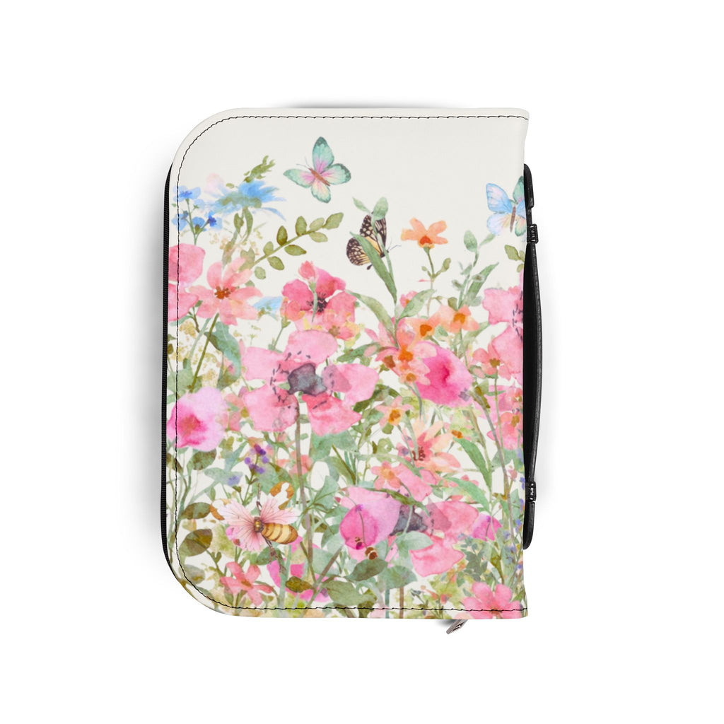 Floral Meadow Bible Cover | Pink Wildflowers, Butterflies, Missal Cover Bible Case
