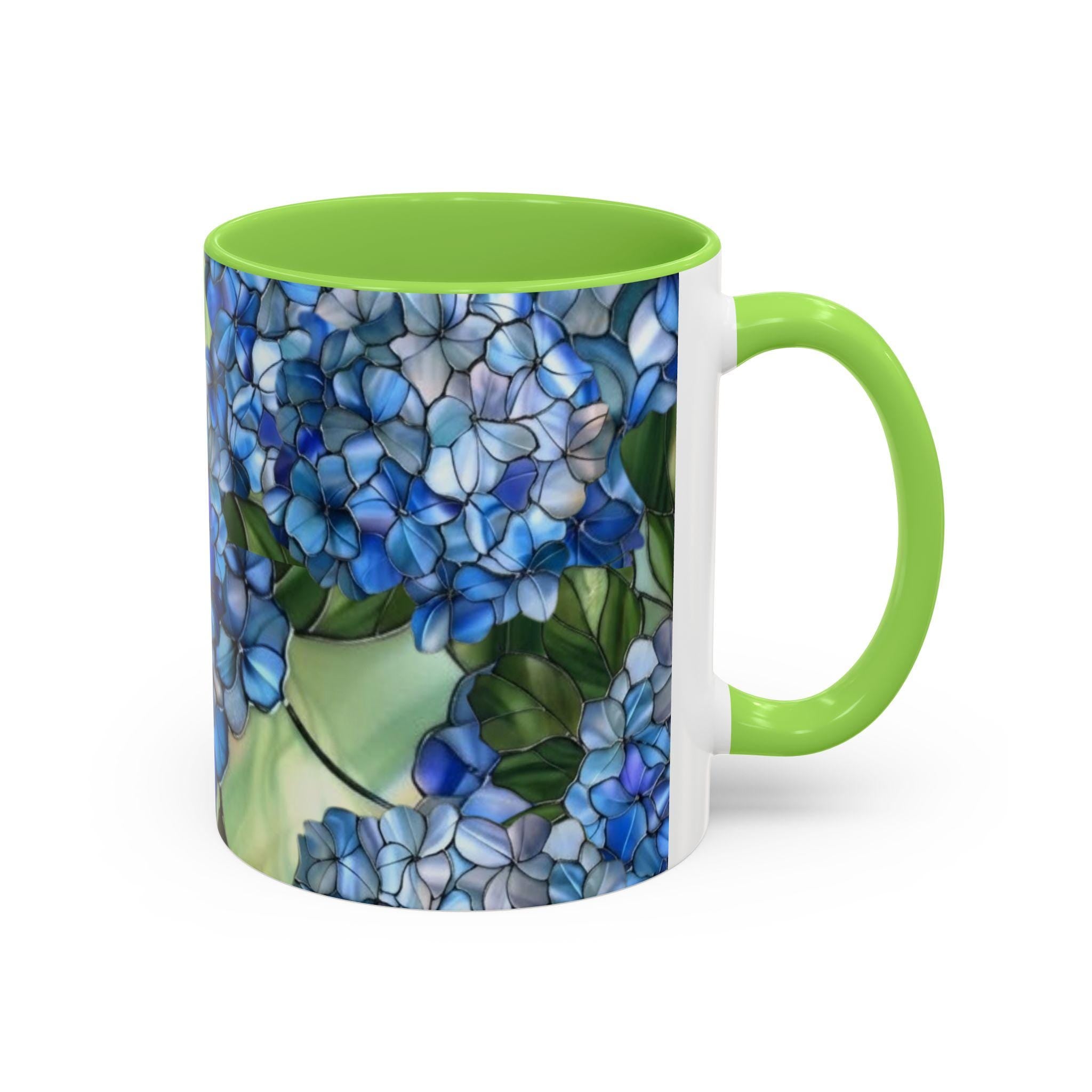 Blue Hydrangea Floral Mug | 11oz 15oz Ceramic Coffee Cup