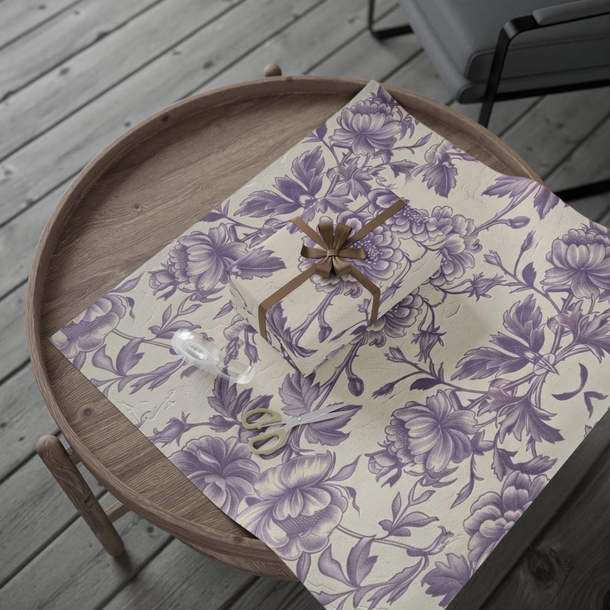 Lavender Toile Botanical Floral Wrapping Paper | Gift Wrap