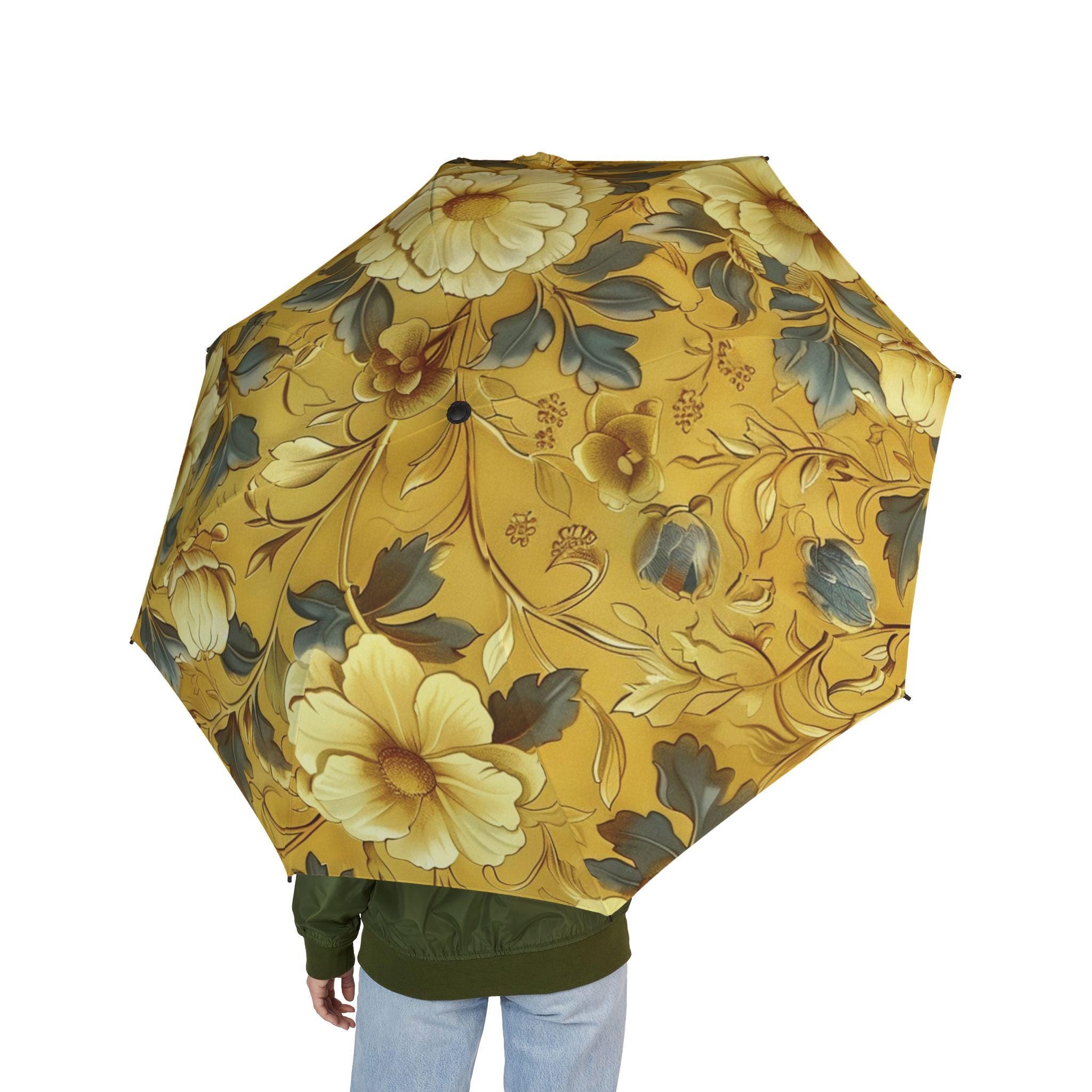 Willaim Morris Floral Shabby Chic Umbrella | Cottagecore Garden Umbrella | Compact Travel Parasol | Feminine Gift for Her | Rain Accessory
