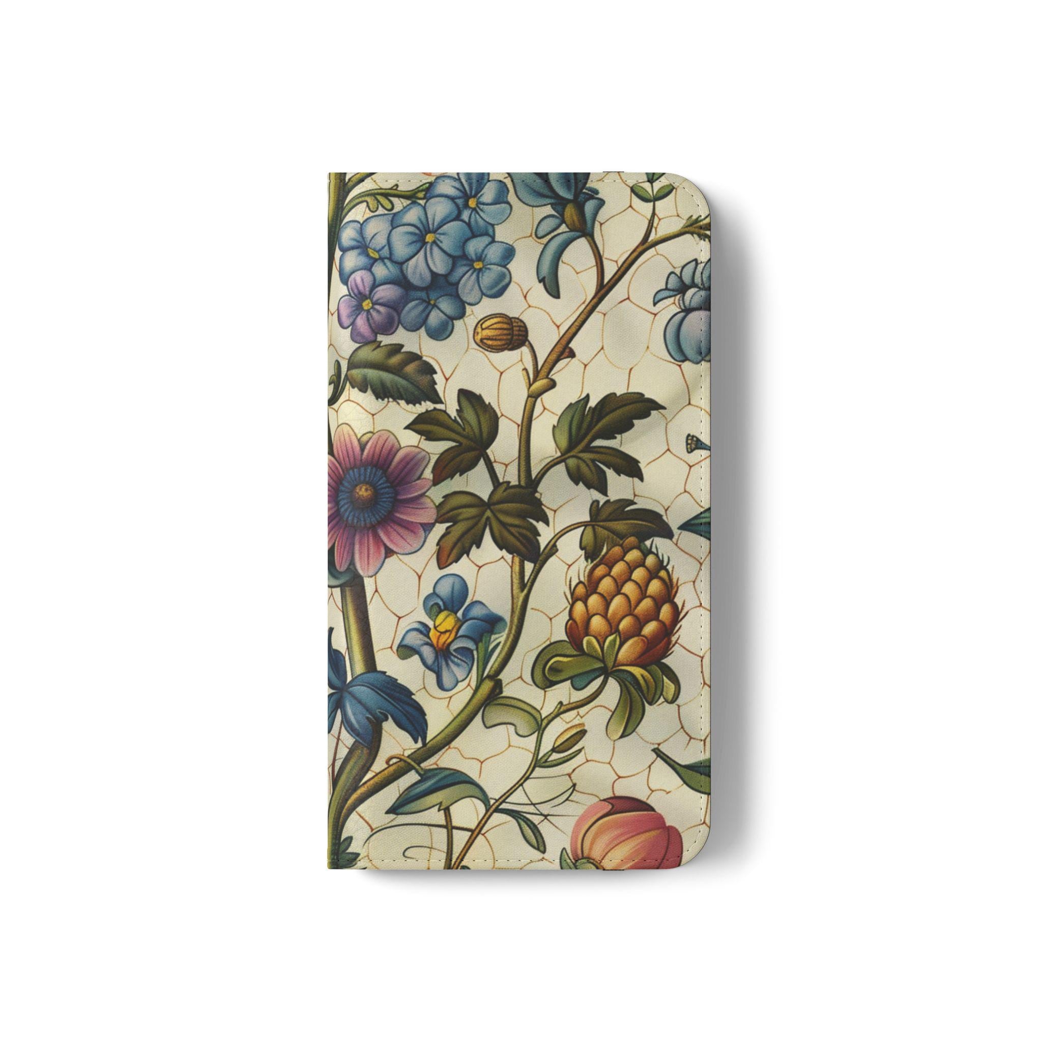 Vintage Floral Faux Leather Phone Wallet Case Elegant Bookish Flip Case with Card Slots