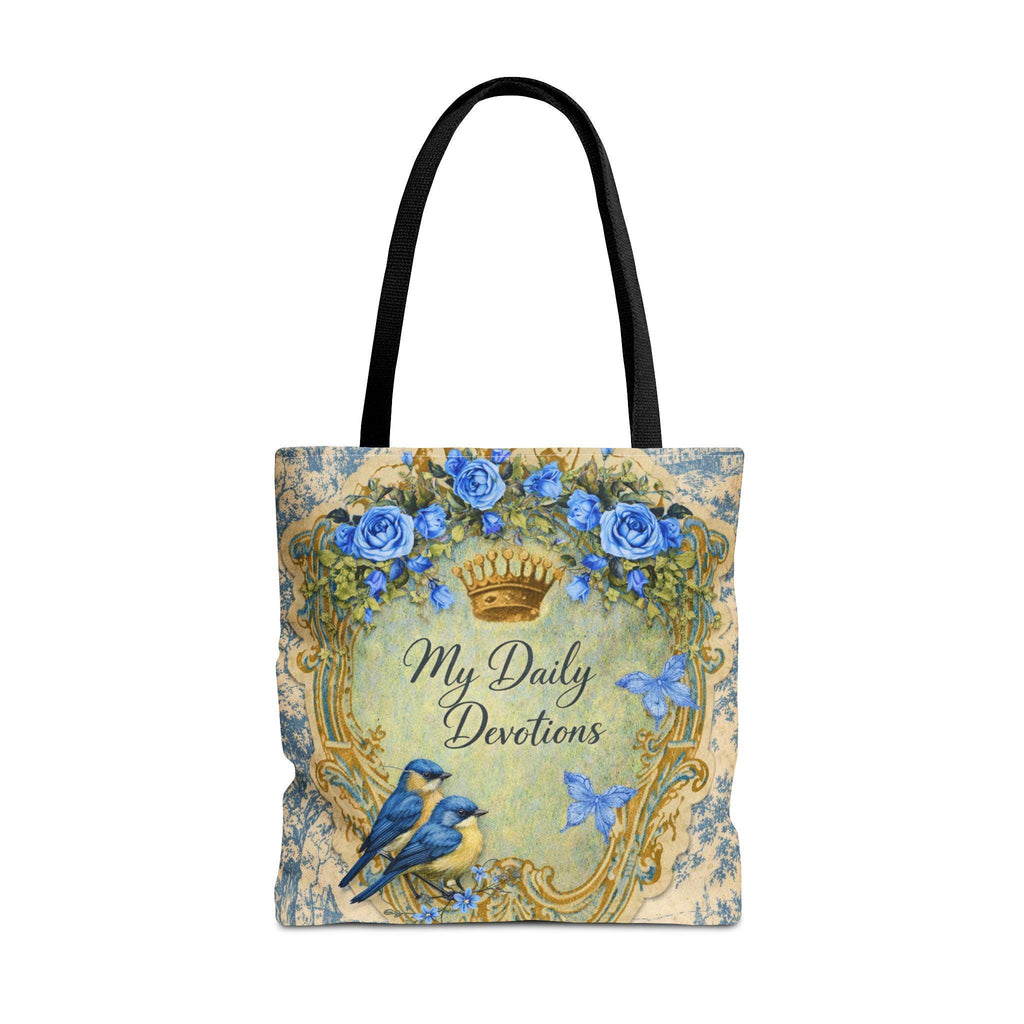 My Daily Devotions Tote Bag | Bluebird Floral Scripture Design Bible Study Accessory