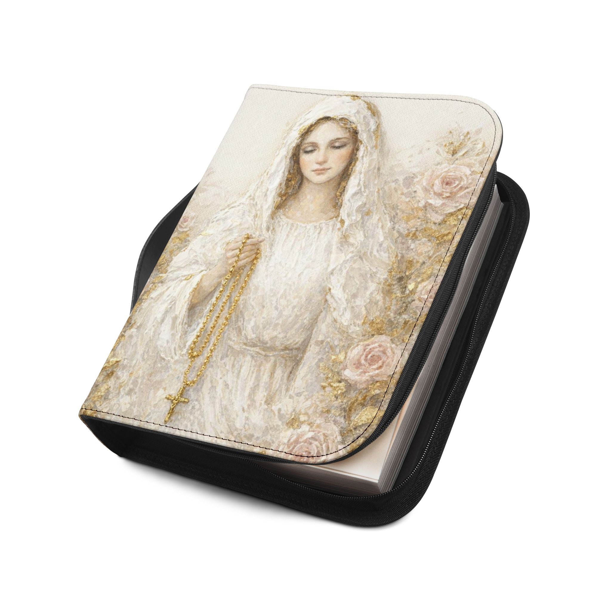 Our Lady of the Rosary Bible Cover | Zippered Scripture Organizer | Bible Carrying Case