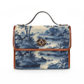 Blue Toile Landscape Waterproof Canvas Bag | Vintage Scenic Print