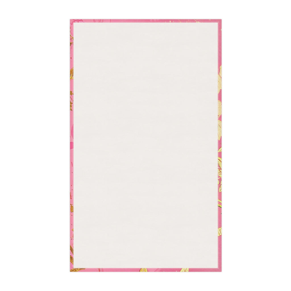 Golden Floral Vine Tea Towel | Pink Botanical Kitchen Towel