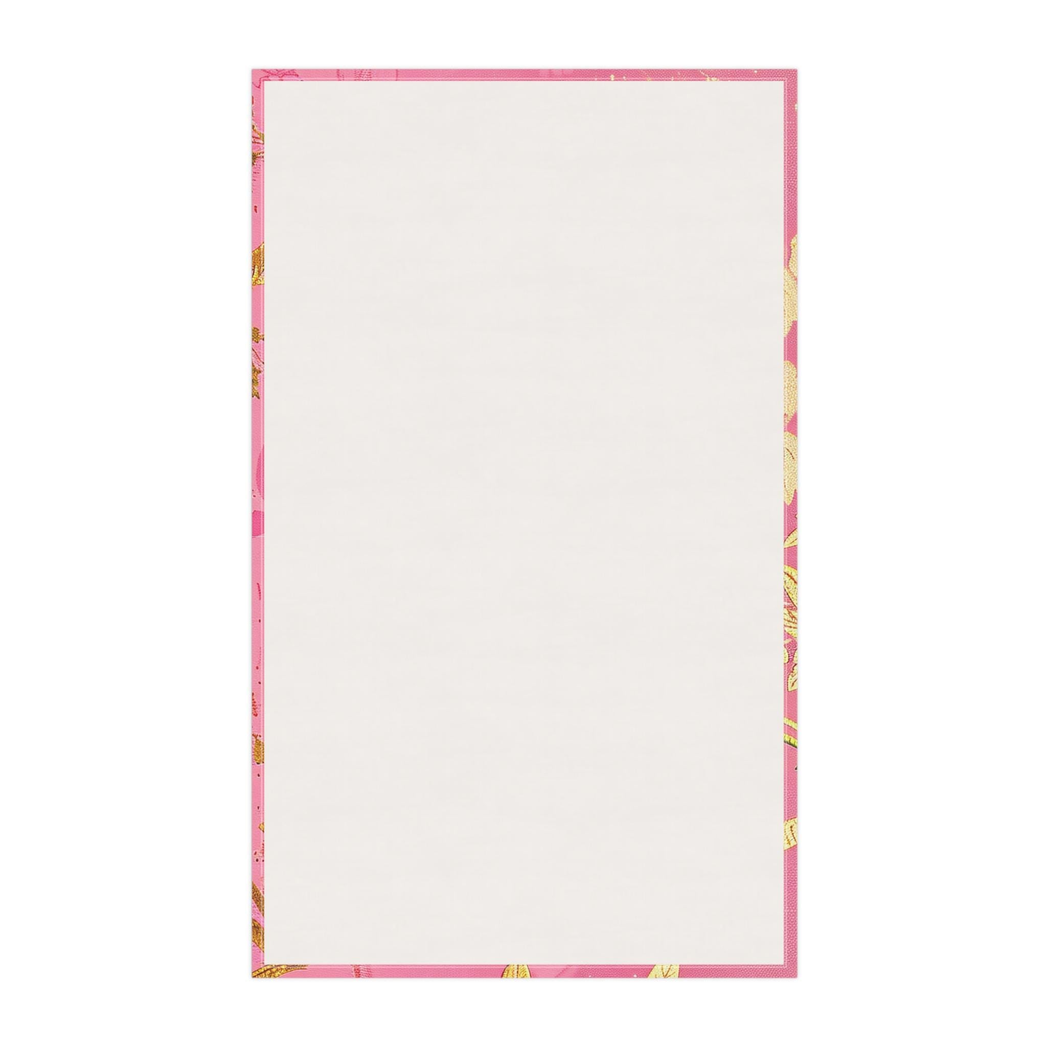 Golden Floral Vine Tea Towel | Pink Botanical Kitchen Towel