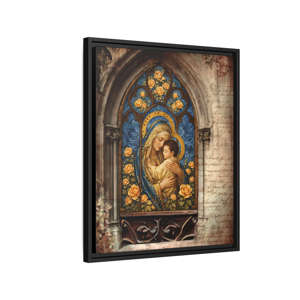 Madonna and Child Stained Glass Print Matte Canvas, Framed