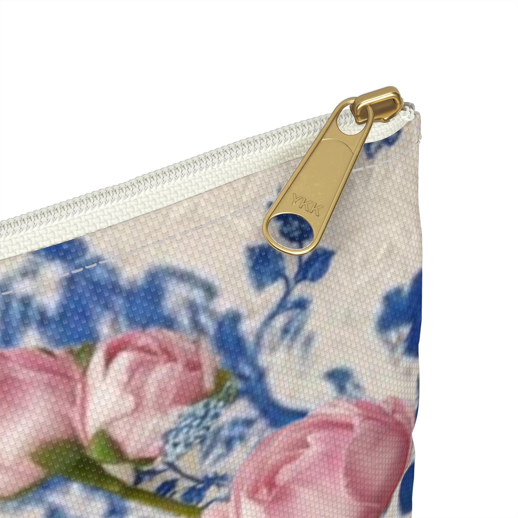Vintage Floral Bamboo Roses Accessory Pouch | Makeup Bag, Cosmetic Pouch
