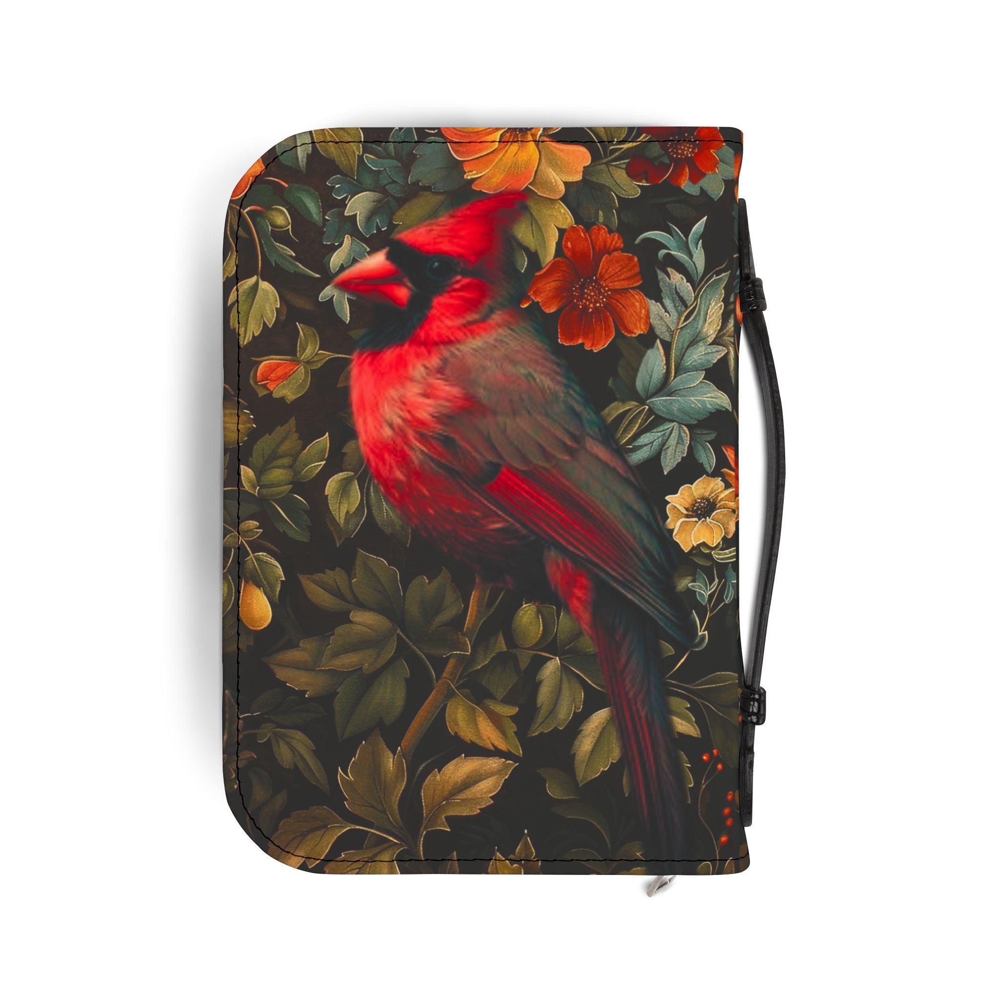 Cardinal Floral Bible Cover | Zippered Scripture Organizer | Bible Carrying Case