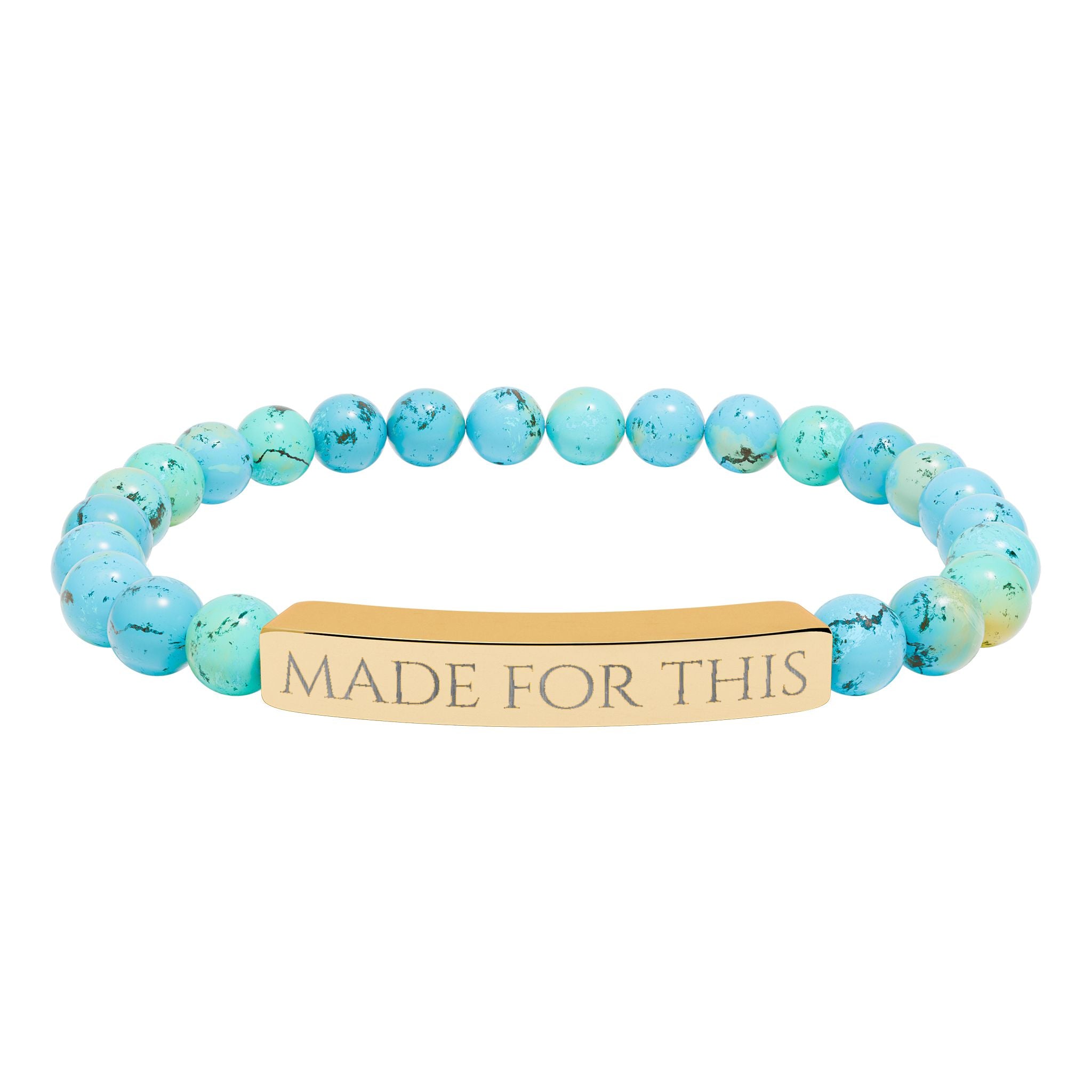 MADE FOR THIS Natural Stone Stretch Bar Bracelet | Engraved Christian Bracelet