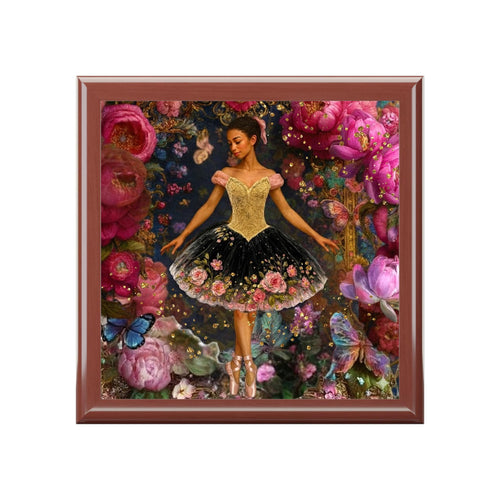 Black Ballerina Keepsake Box, Ballet Art Jewelry Box