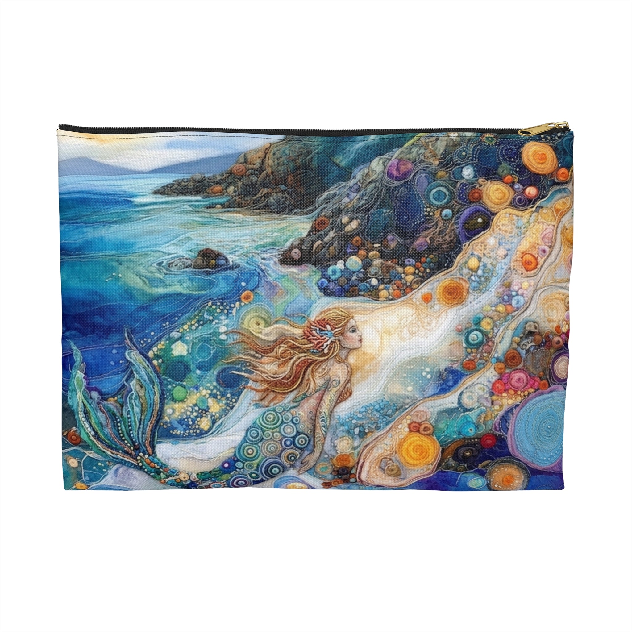 Coastal Beach Accessory Pouch | Beach Print Coin Purse | Mermaid Toiletry Bag