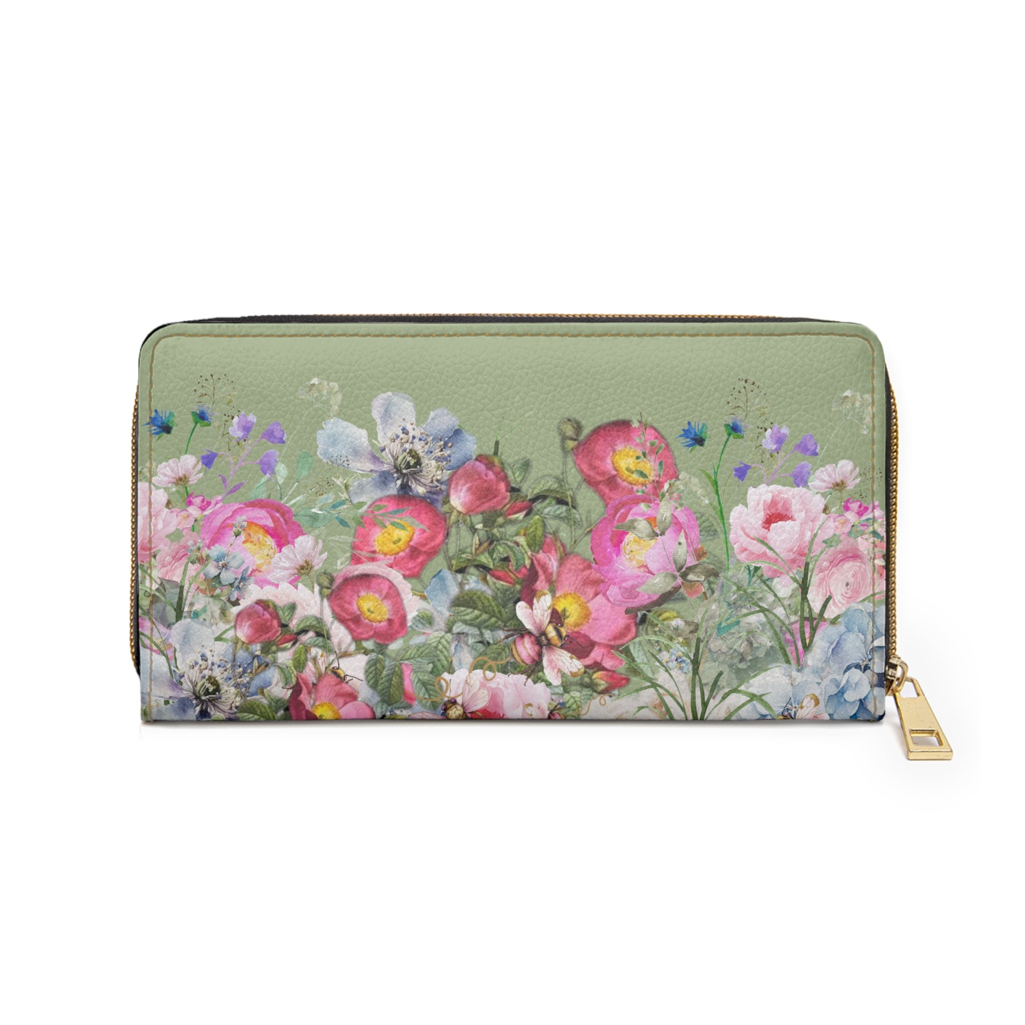 Sage Green Cottagecore Wallet Meadow Flower Bag, Floral Small Purse Vintage Botanical Wallet for Women,Romantic Gift for Her, Cottage Core