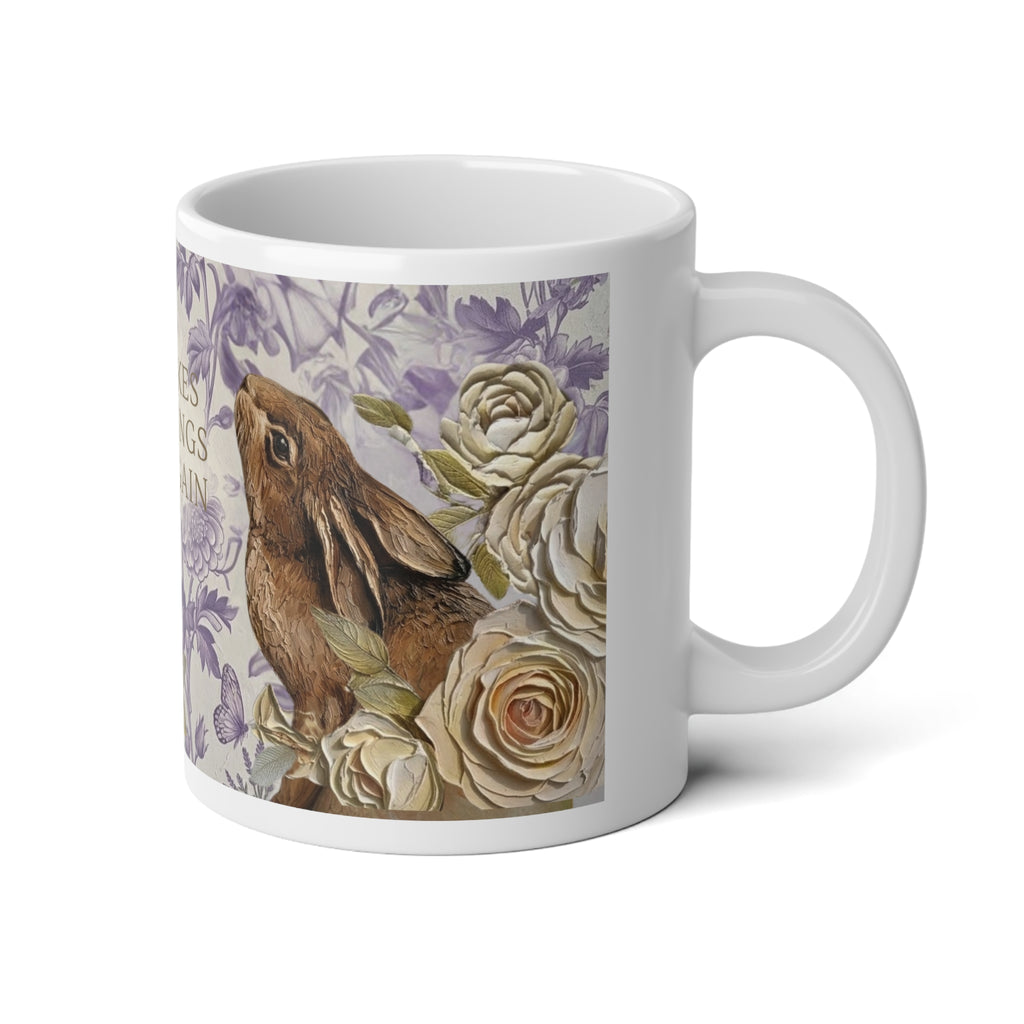 He Makes All Things New Again mug | Floral bird scripture design