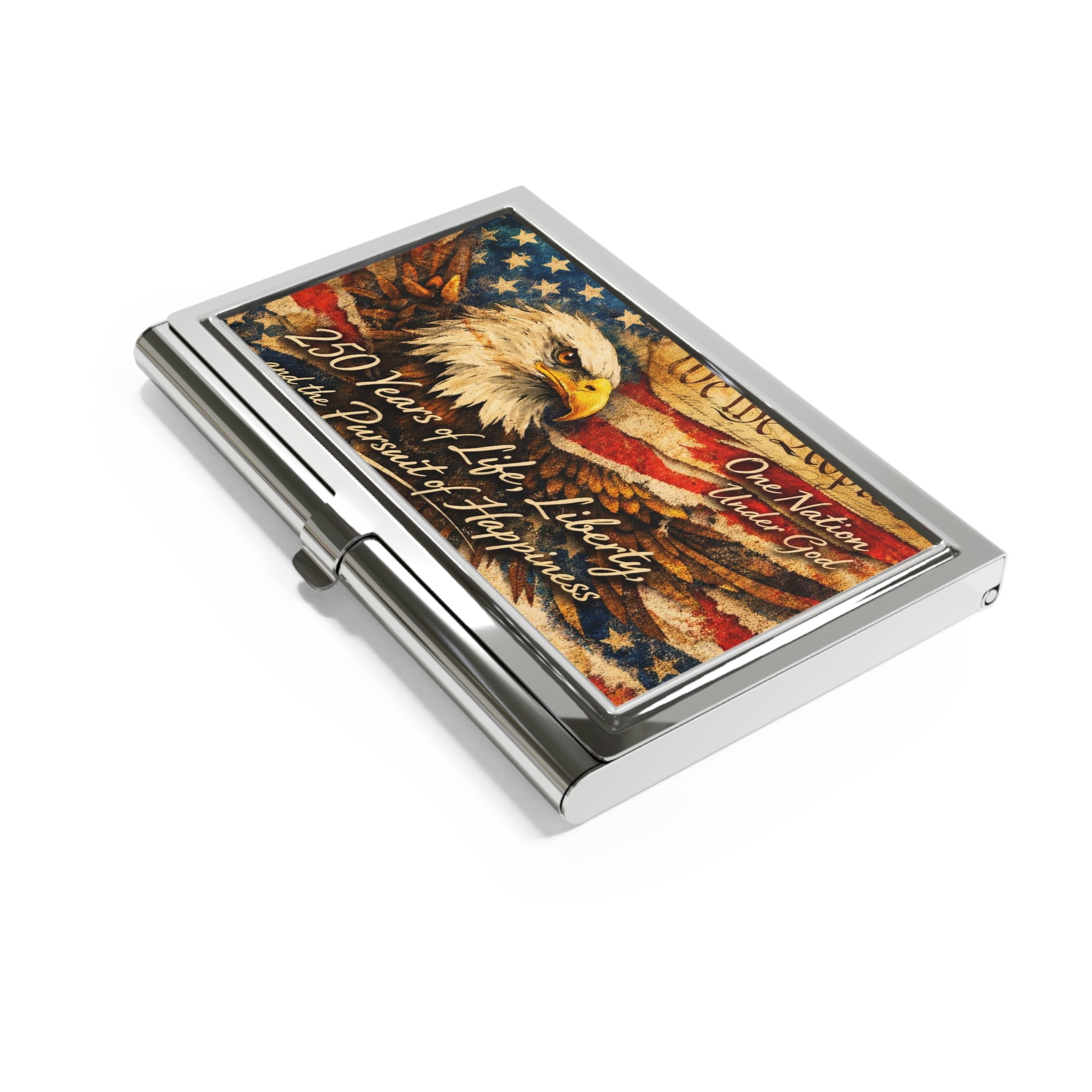 American Flag Business Card Holder | Patriotic Metal Card Case
