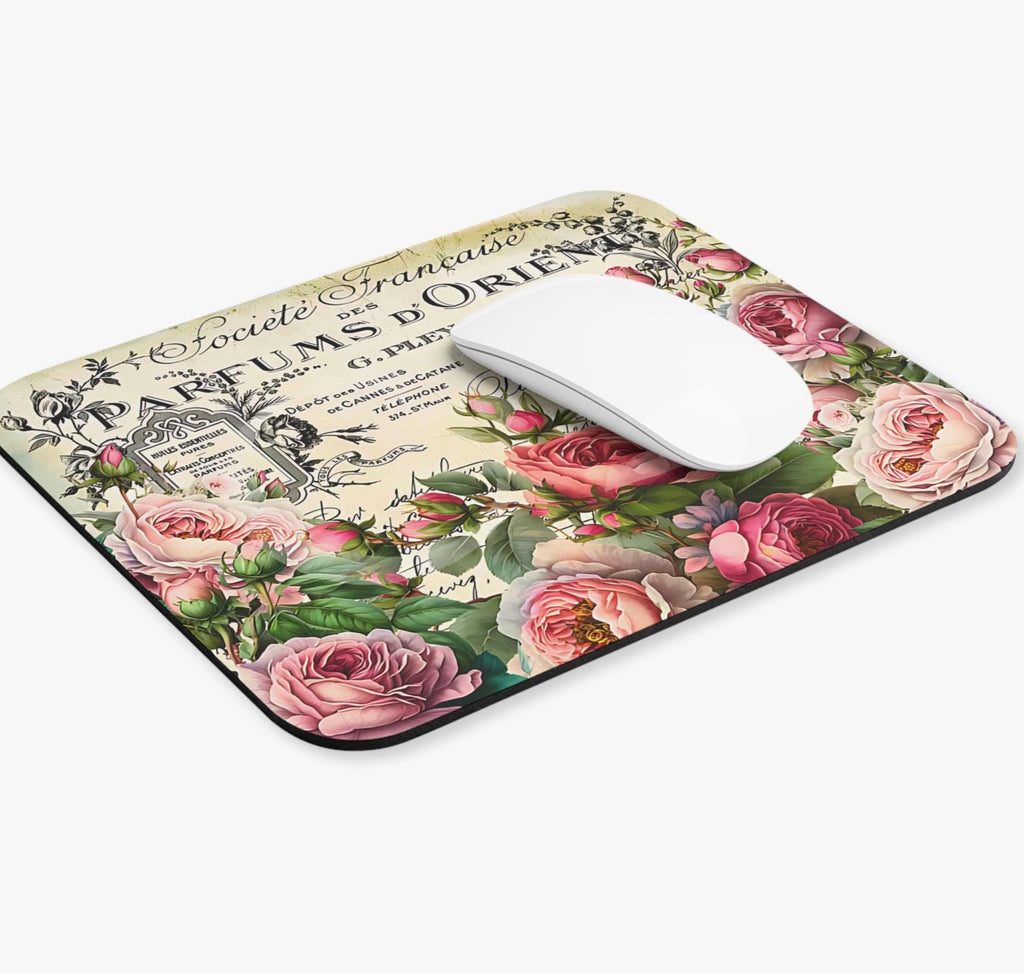 Perfume label Mouse Pad, Elegant Desk Accessory, Paris Inspired Gift, Office Decor, Stationery Essentials,