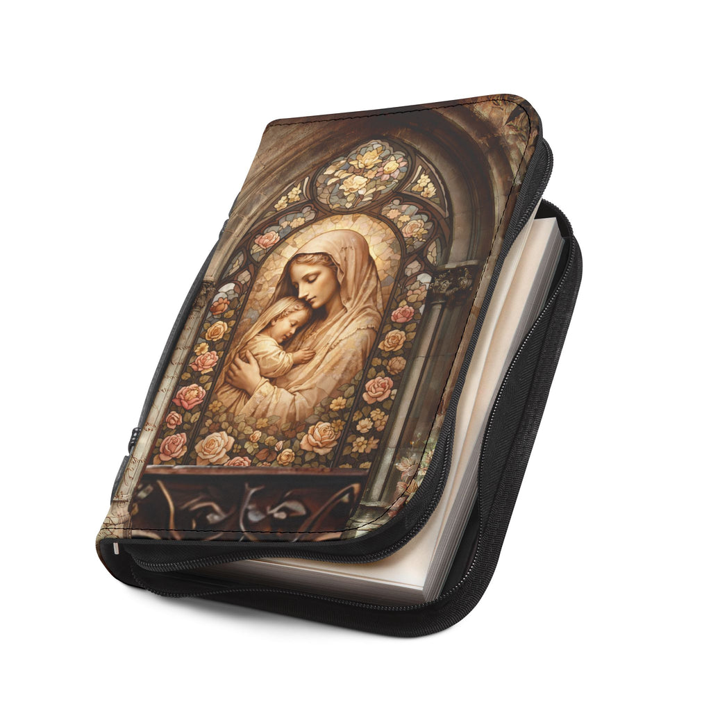 Madonna and Child Stained Glass Bible Cover | Zippered Bible Case