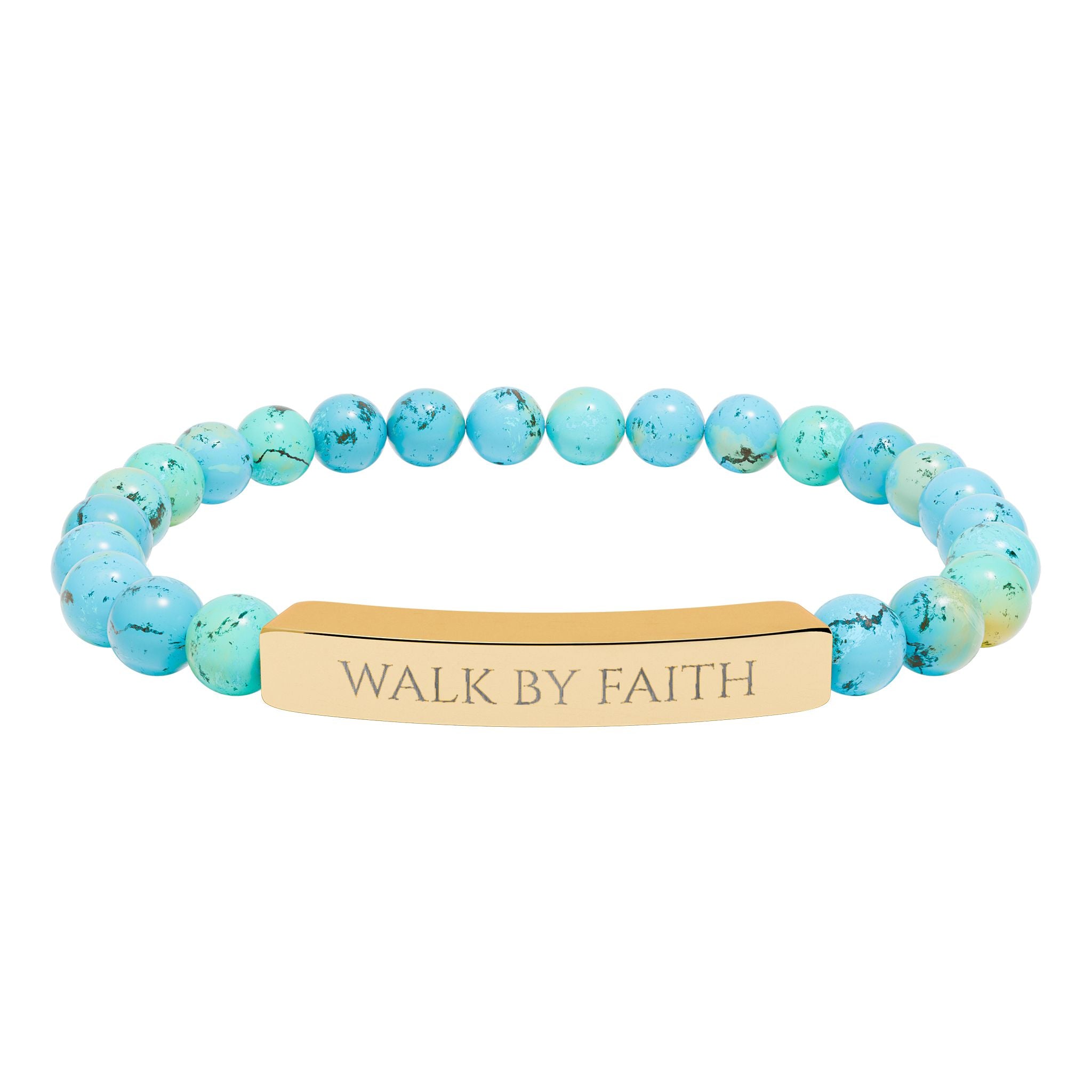 Walk By Faith bar bracelet Natural Stone Stretch Bracelet | Christian Scripture Jewelry