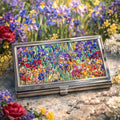 Floral Mosaic Business Card Holder | Boutique Office Gift | Elegant Card Case
