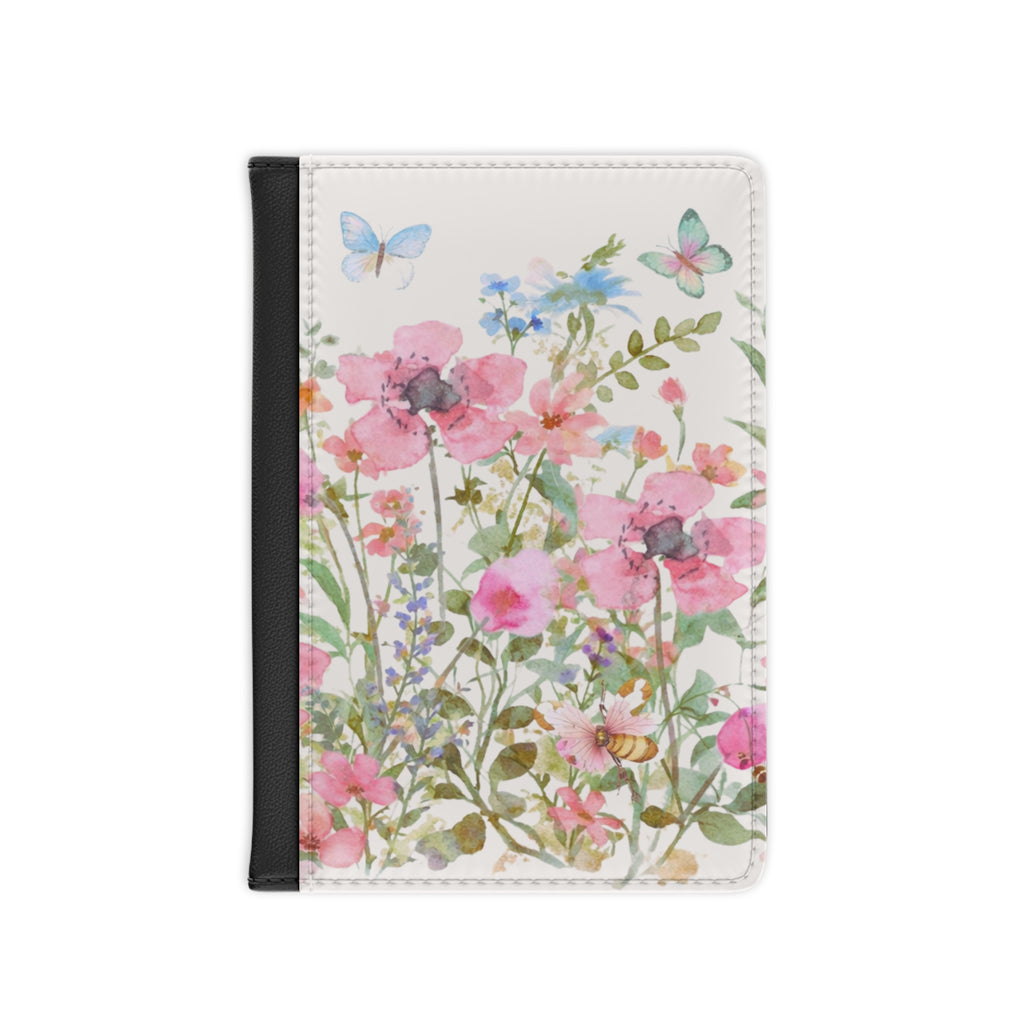 Watercolor Wildflowers Passport Cover | Floral Butterfly Travel Accessory