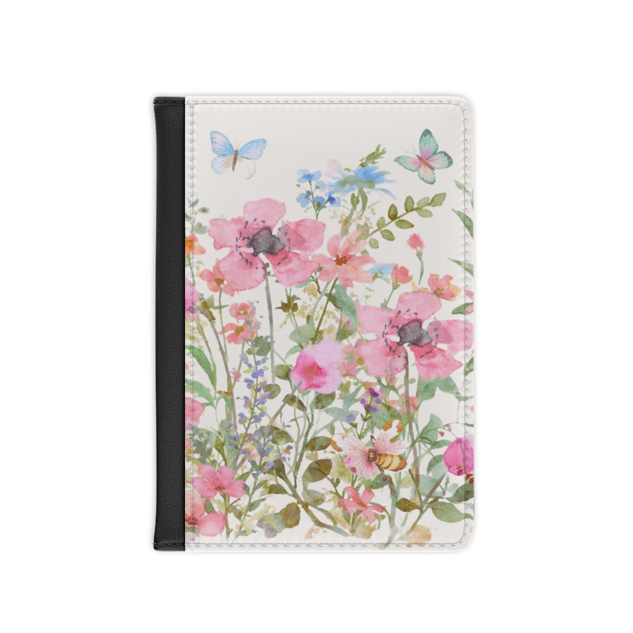 Watercolor Wildflowers Passport Cover | Floral Butterfly Travel Accessory