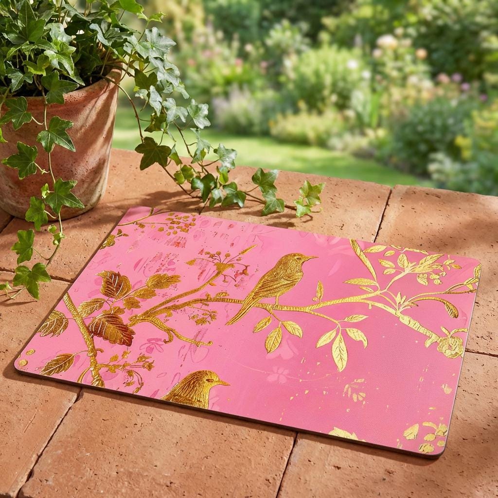 Golden Botanical Pink Dish Mat | Microfiber Kitchen Mat