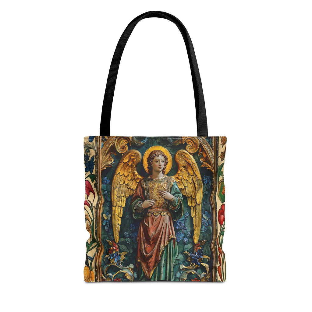 Medieval Manuscript Angel Tote | Ornate Religious Artwork, AOP Shoulder Bag Gift for Catholic