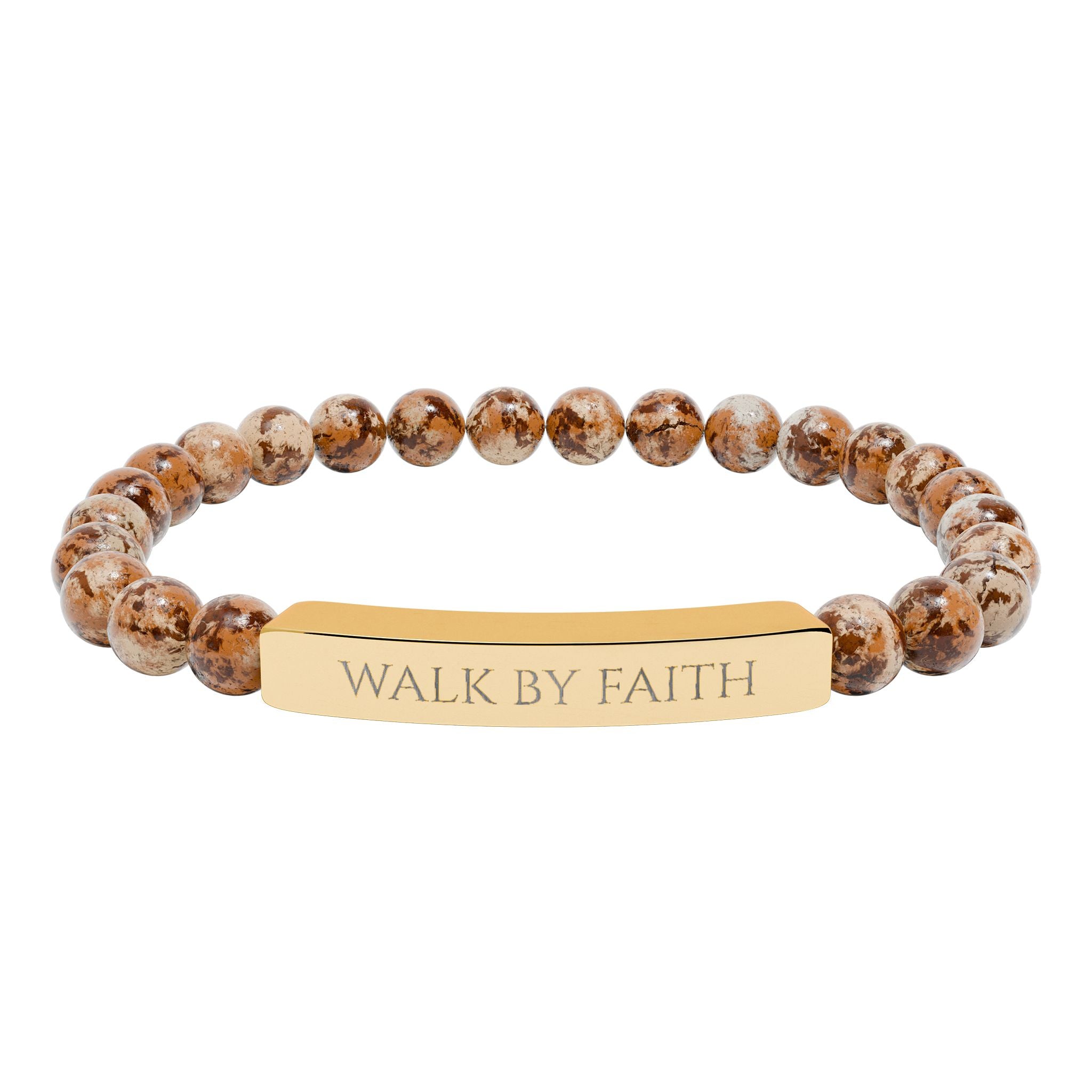 Walk By Faith bar bracelet Natural Stone Stretch Bracelet | Christian Scripture Jewelry