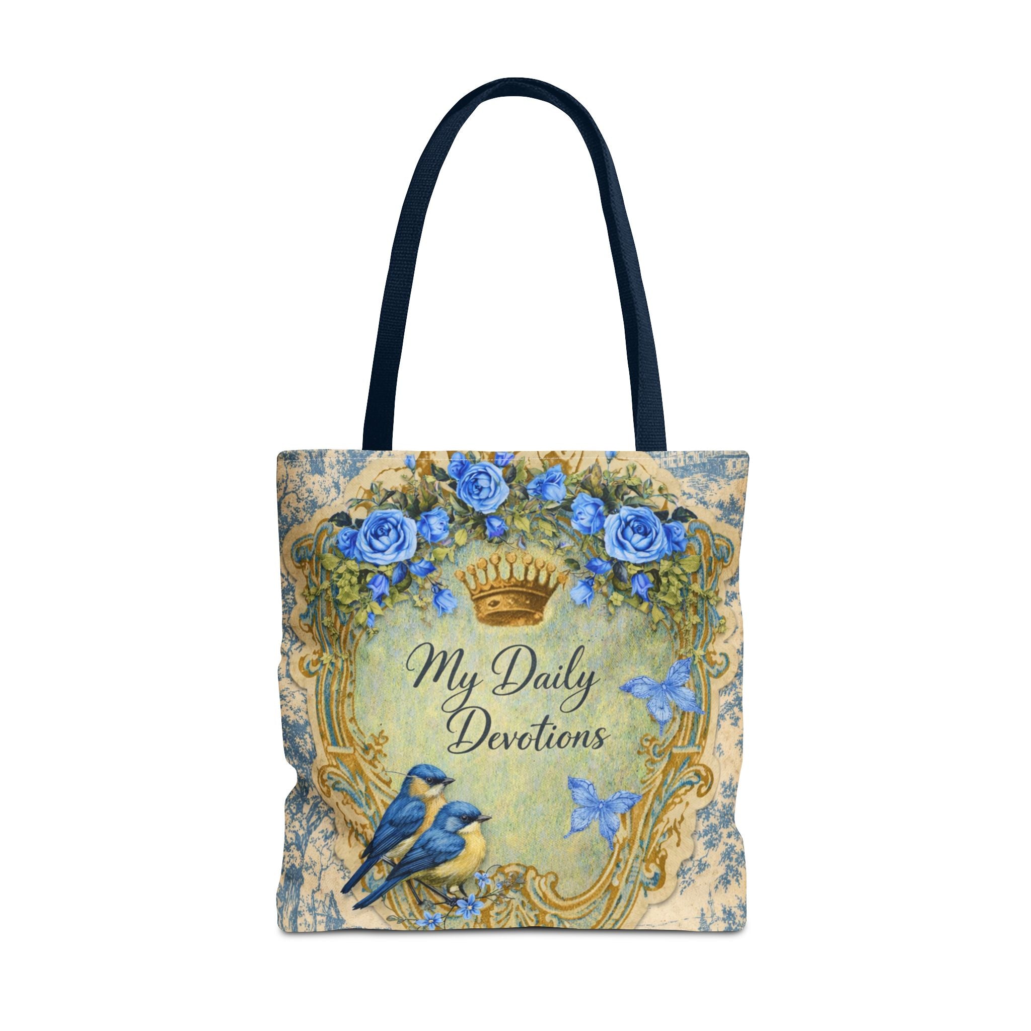 Daily Devotions Tote Bag | Bluebird Toile Bible Study Accessory | Christian Shoulder Bag