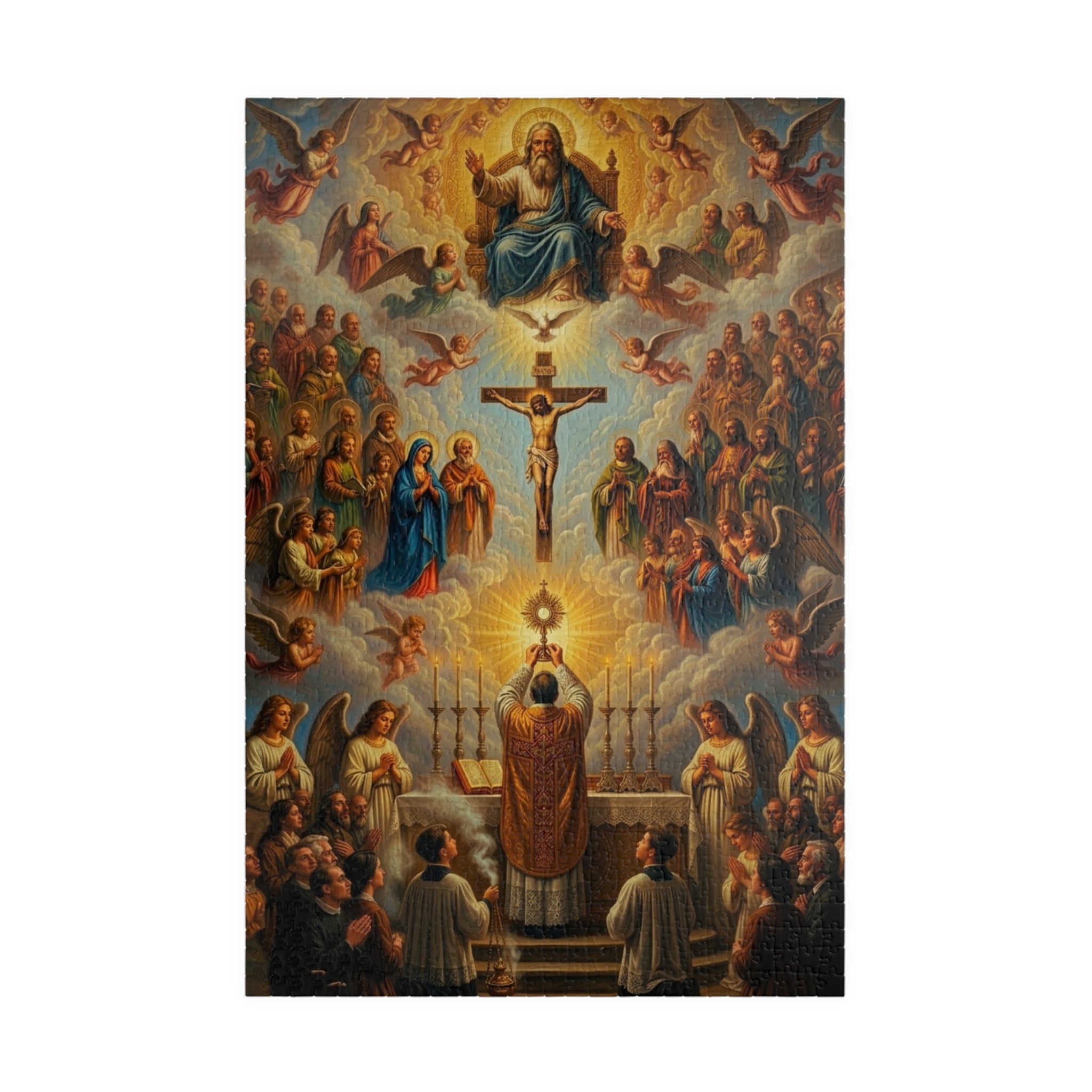Catholic Mass Eucharist Crucifixion Artwork Puzzle 520 Piece | Religious Jigsaw