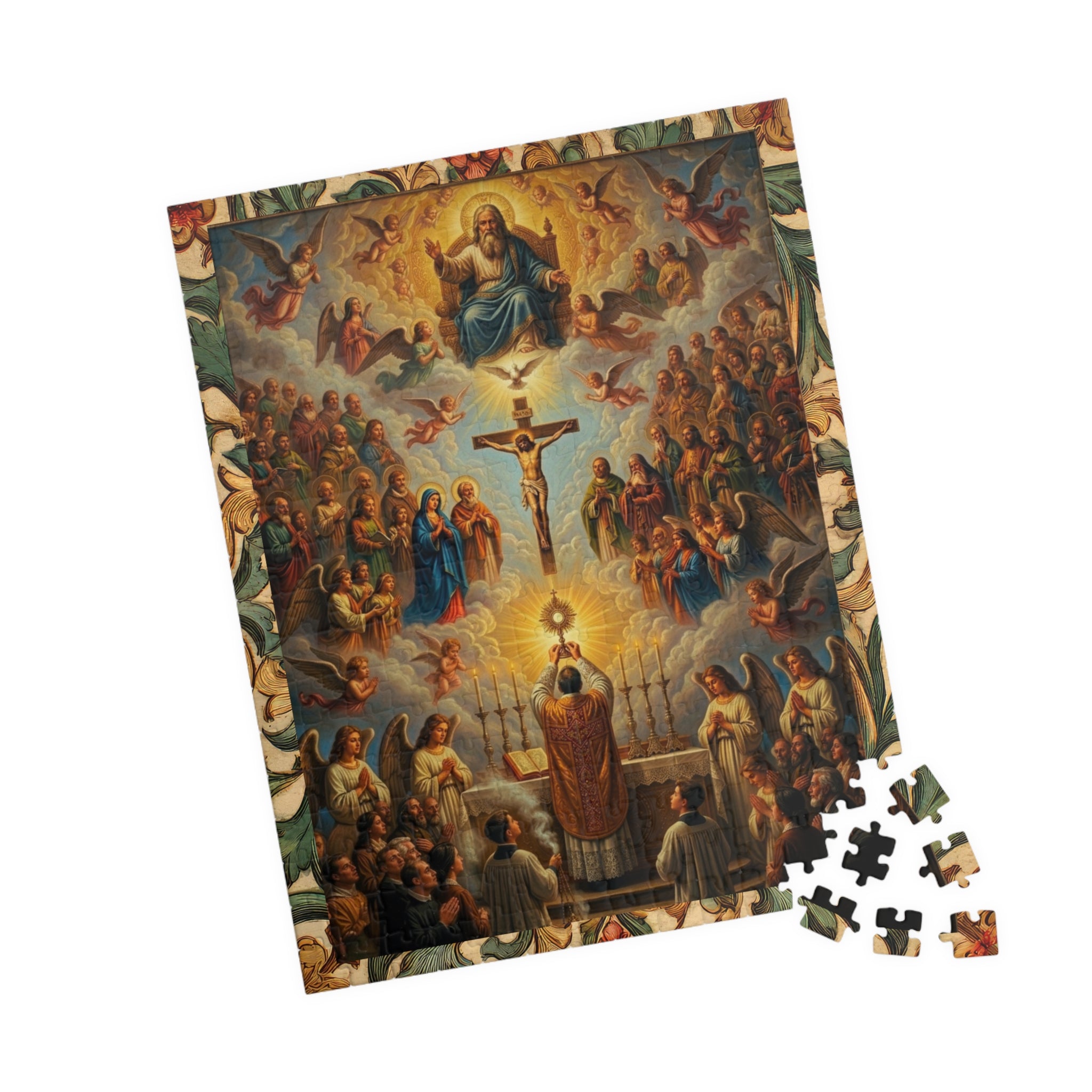 Catholic Mass Eucharist Crucifixion Artwork Puzzle 520 Piece | Religious Jigsaw