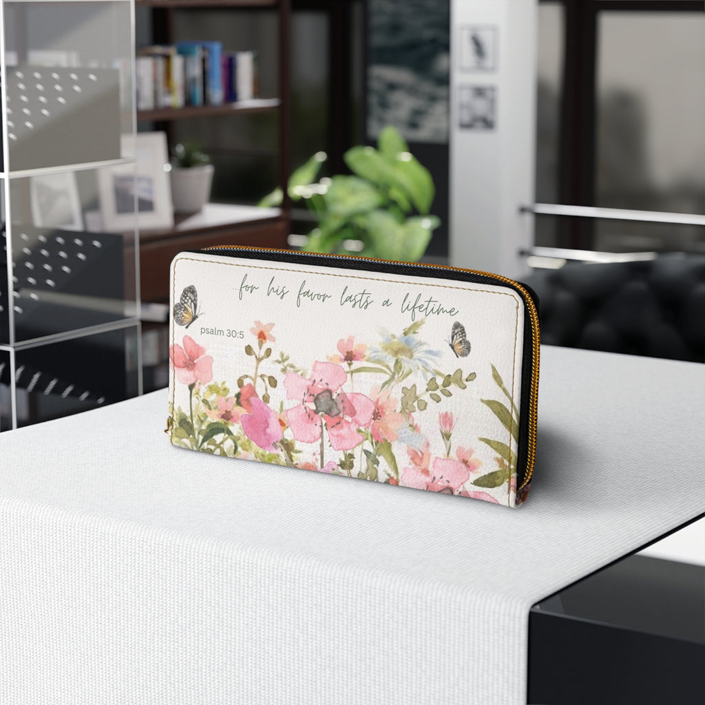 Wildflowers Scripture Zipper Wallet | Floral Bible Verse Wallet