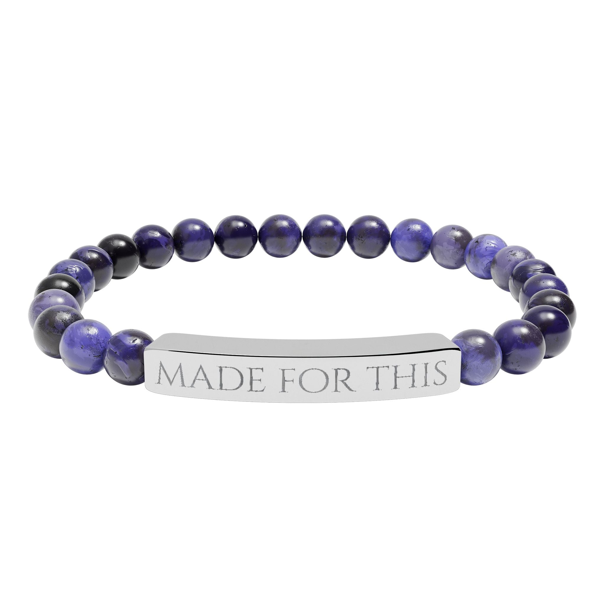 MADE FOR THIS Natural Stone Stretch Bar Bracelet | Engraved Christian Bracelet
