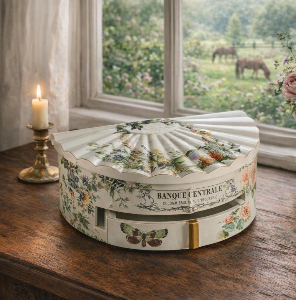 Wildflower Jewelry Box with Mirror | Hand‑Decorated Floral Vanity Organizer | Cottage‑Style Gift