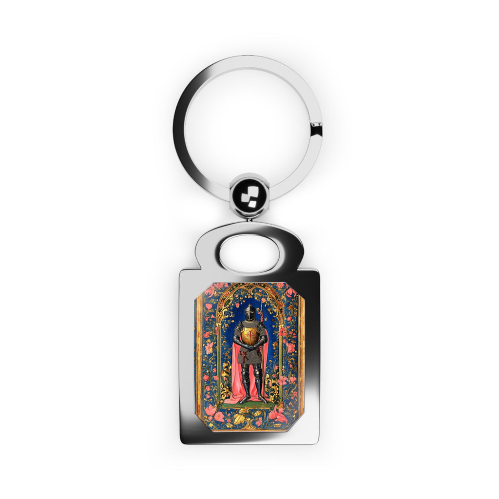Templar Knight Rectangle Photo Keyring | Medieval Religious Keychain