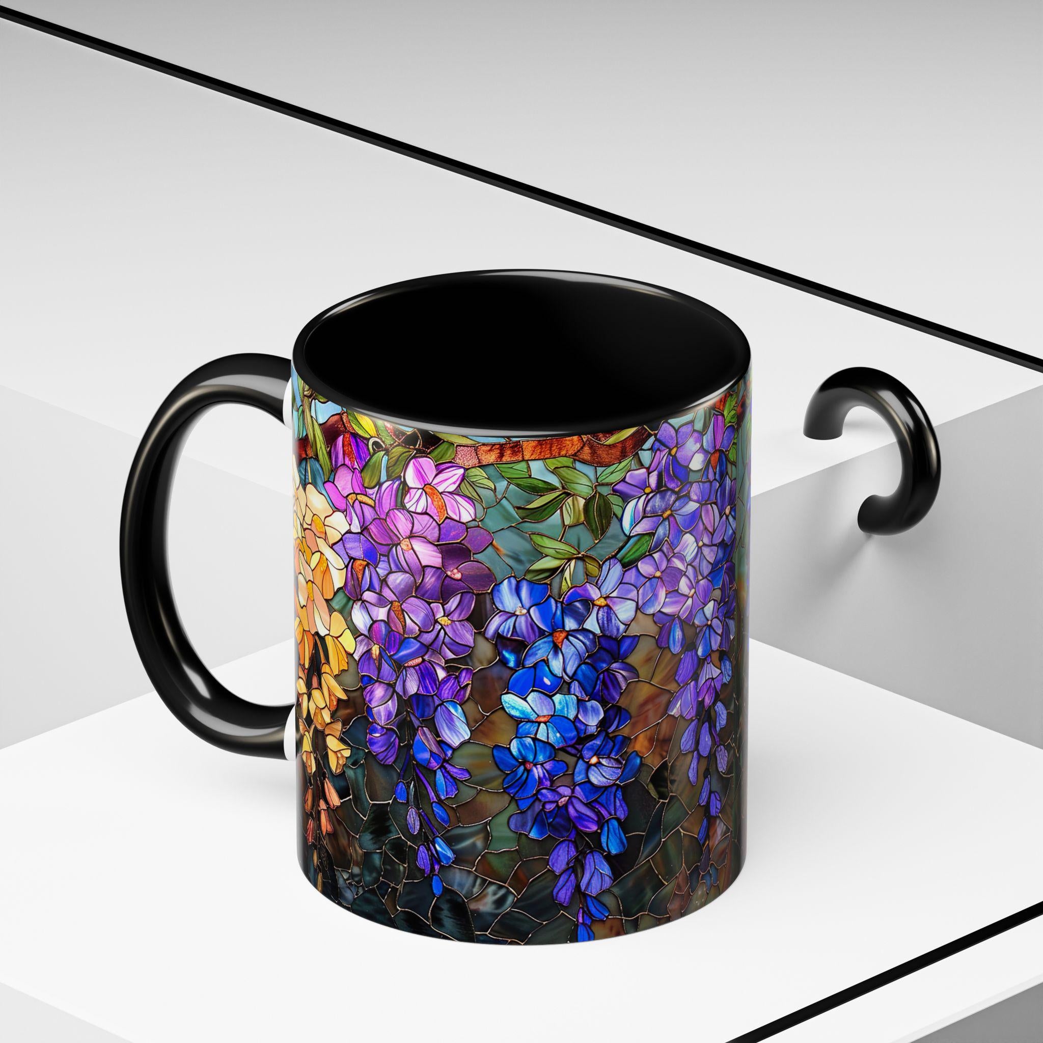 Wisteria Floral Stained Glass Mug | Accent Coffee Mug | House Warming Gift