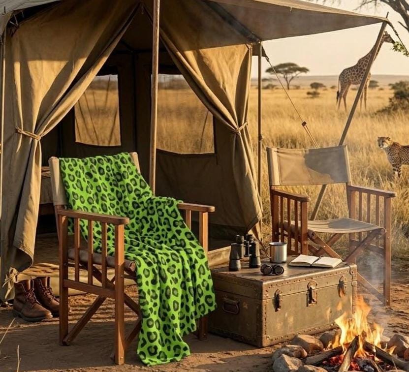 Acid Green Leopard Print Velveteen Blanket | Animal Print Throw