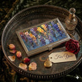 Stained Glass Wisteria Business Card Holder, Metallic Finish | Calling Card Case