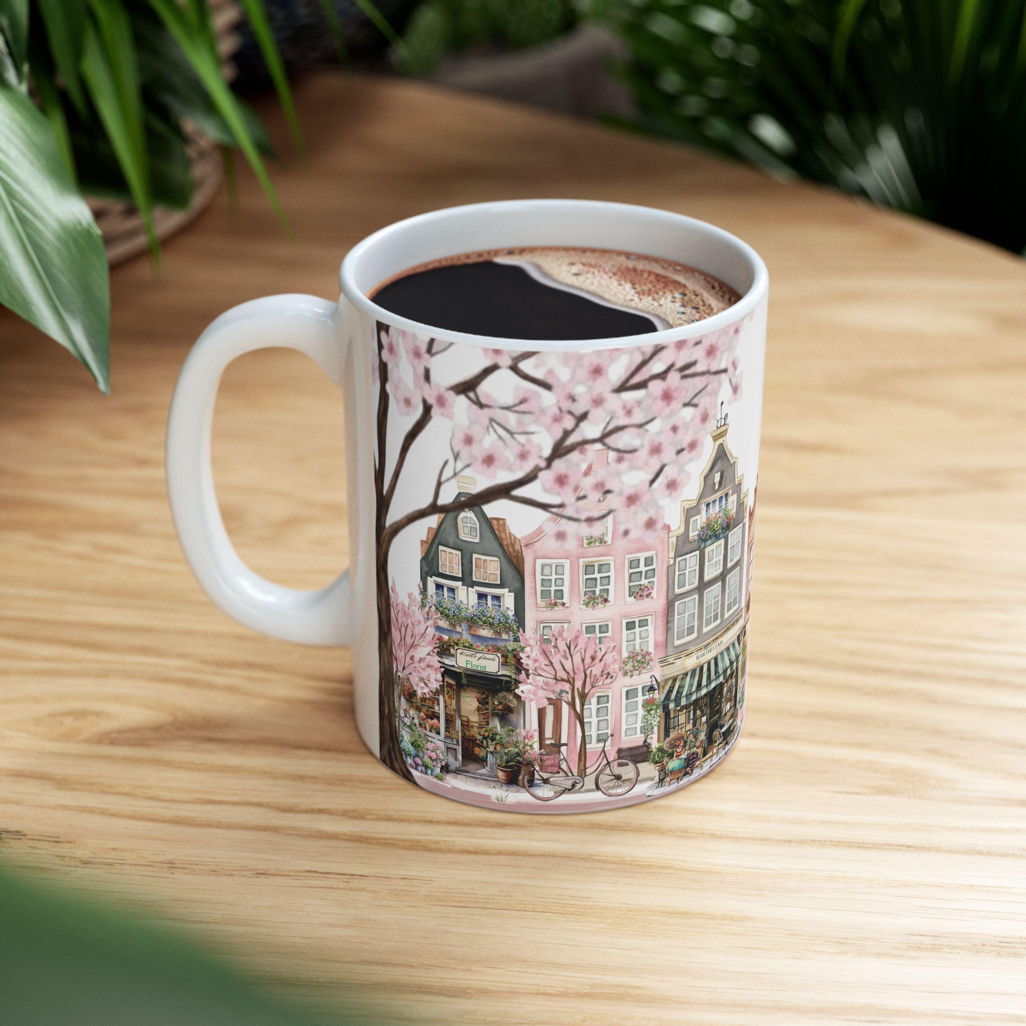 Painted Ladies Rowhouse Floral Coffee Cup Mug | Spring Tea & Coffee Lover